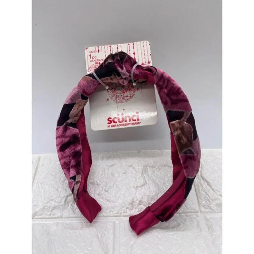 Scunci Headband Magenta Pink Velvet Headband‎ 1 Inch Wide New